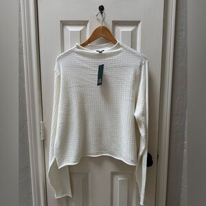 NWT Wild Fable 2X Mockneck Pointelle Pullover Sweater, Off-White